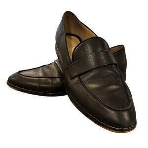 Franco Sarto Black Leather Slip-On Loafers Y2K Minimalist Flats, Women's 8.5